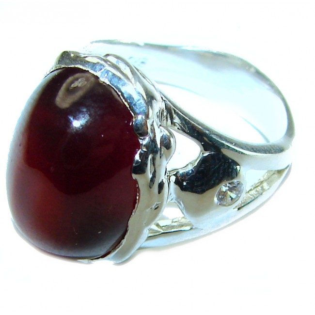 Blooming Rose Authentic 9.8 carat Garnet .925 Sterling Silver handcrafted Ring size 8