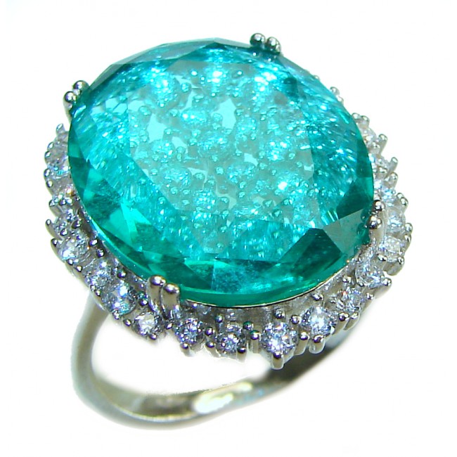 Divine Beauty 14.5 carat Aquamarine .925 Sterling Silver Handcrafted Ring size 8