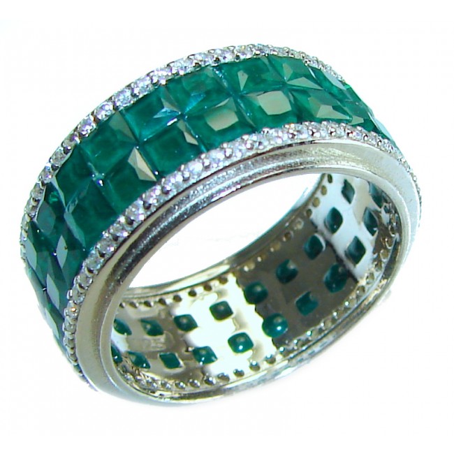 My Love Emerald .925 Sterling Silver Eternity Ring size 5 3/4