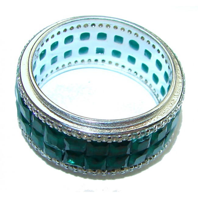 My Love Emerald .925 Sterling Silver Eternity Ring size 5 3/4