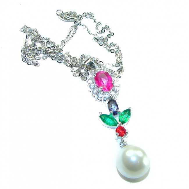 Precious genuine Kunzite Pearl .925 Sterling Silver handcrafted Necklace