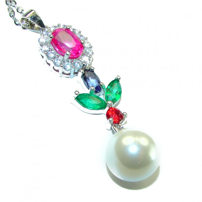 Precious genuine Kunzite Pearl .925 Sterling Silver handcrafted Necklace