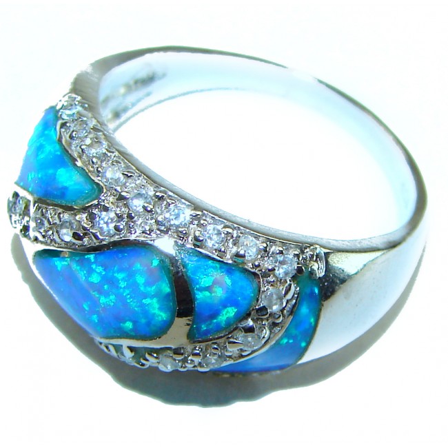 Blue Beauty incredible Doublet Opal .925 Sterling Silver handcrafted Ring size 8