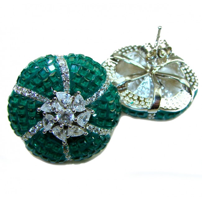 Born to Glam floral-inspired authentic Emerald .925 Sterling Silver handcrafted earrings