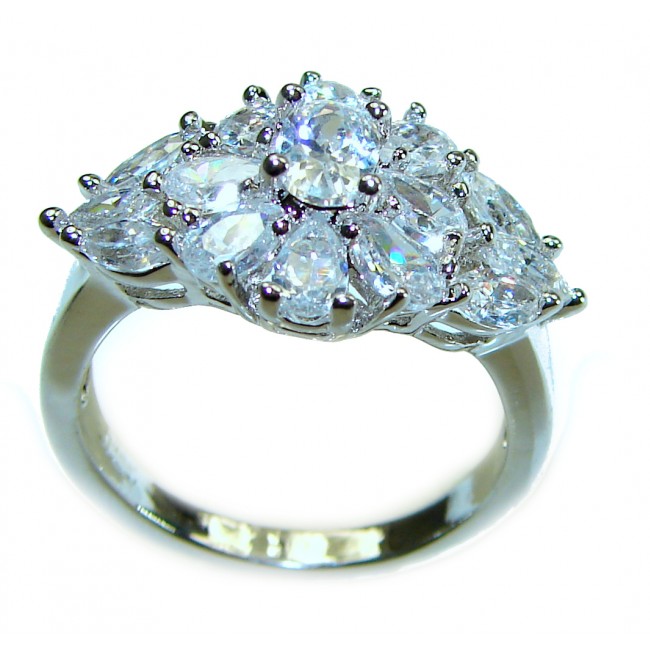 Radiant Femininity White Topaz .925 Sterling Silver handcrafted ring size 8 1/2