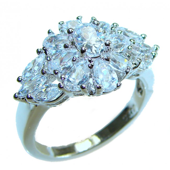 Radiant Femininity White Topaz .925 Sterling Silver handcrafted ring size 8 1/2