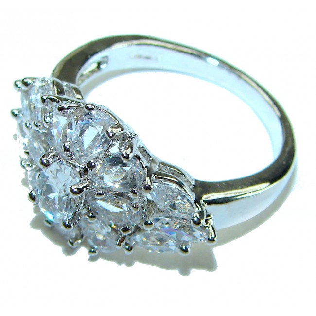 Radiant Femininity White Topaz .925 Sterling Silver handcrafted ring size 8 1/2