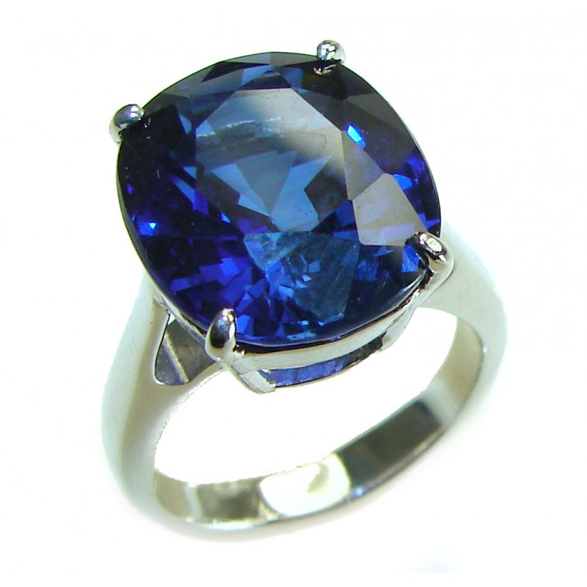 Magic Perfection 9.5 carat London Blue Topaz .925 Sterling Silver Halo Ring size 5 3/4