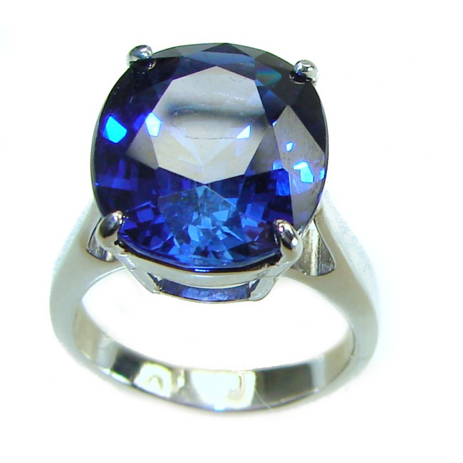 Magic Perfection 9.5 carat London Blue Topaz .925 Sterling Silver Halo Ring size 5 3/4