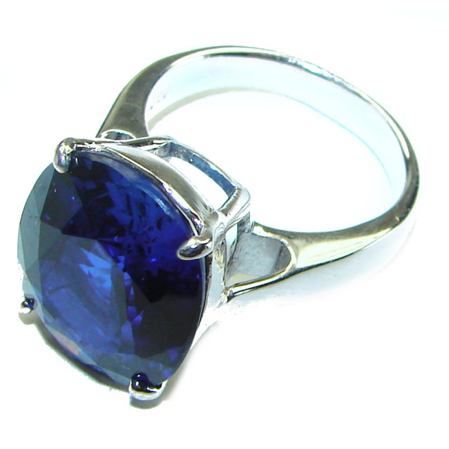 Magic Perfection 9.5 carat London Blue Topaz .925 Sterling Silver Halo Ring size 5 3/4