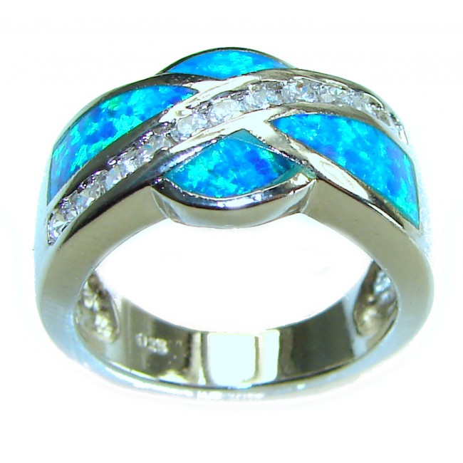 Blue Beauty incredible Doublet Opal .925 Sterling Silver handcrafted Ring size 7