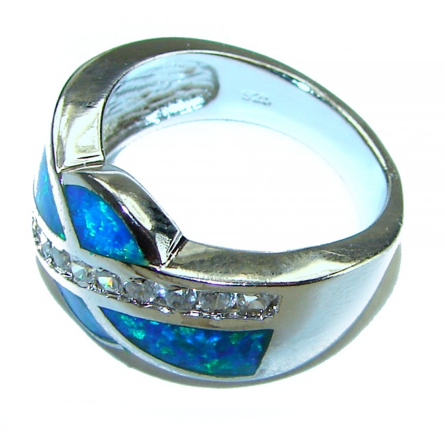 Blue Beauty incredible Doublet Opal .925 Sterling Silver handcrafted Ring size 7