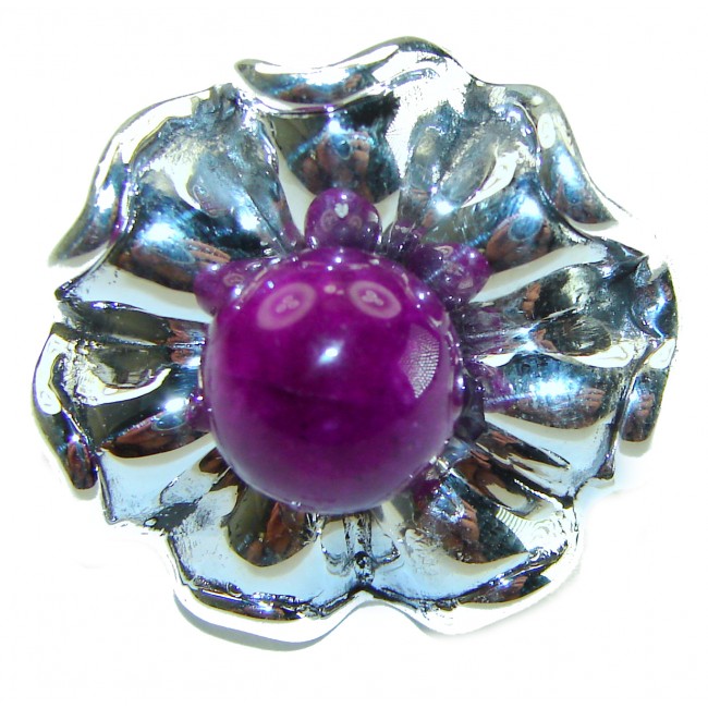 Purple Brilliance 5.5 carat Ruby .925 Silver handcrafted Cocktail Ring s. 7