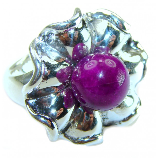 Purple Brilliance 5.5 carat Ruby .925 Silver handcrafted Cocktail Ring s. 7