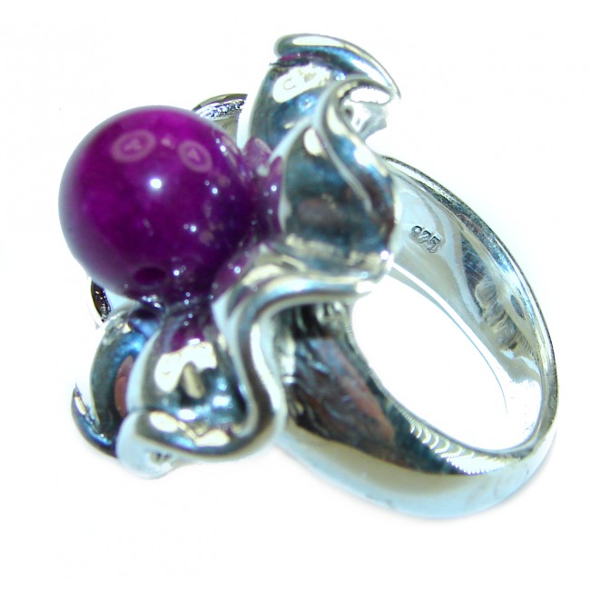 Purple Brilliance 5.5 carat Ruby .925 Silver handcrafted Cocktail Ring s. 7