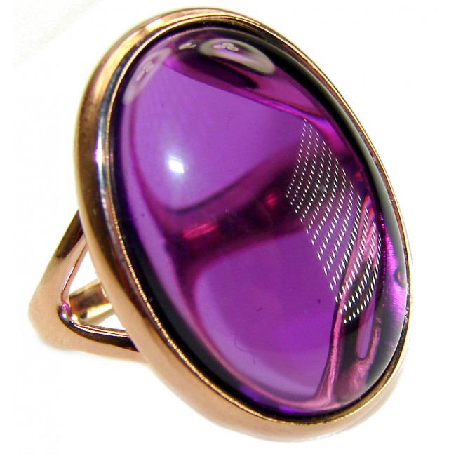 Purple Full Moon 20 Amethyst 14K Gold over .925 Sterling Silver Handcrafted Large Ring size 7