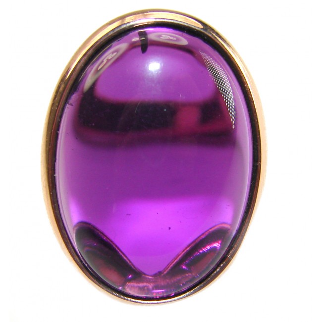 Purple Full Moon 20 Amethyst 14K Gold over .925 Sterling Silver Handcrafted Large Ring size 7