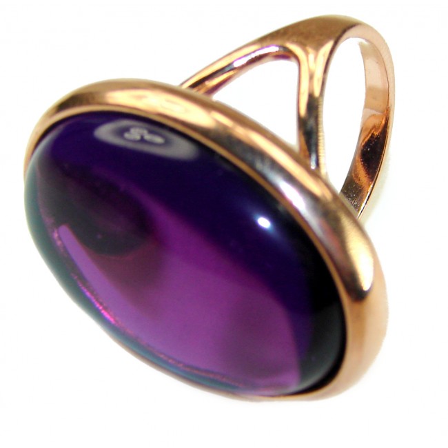 Purple Full Moon 20 Amethyst 14K Gold over .925 Sterling Silver Handcrafted Large Ring size 7