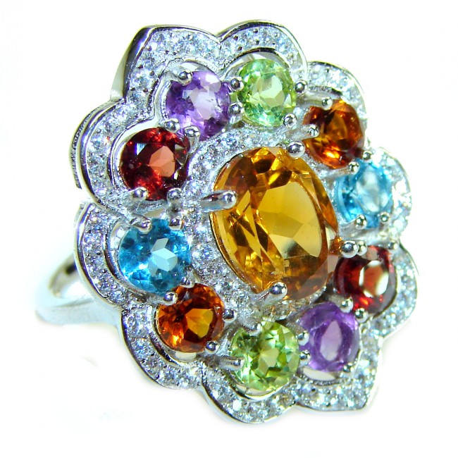 Fesivity Luxurious Natural 4.2 carat Citrine .925 Sterling Silver handcrafted ring size 7