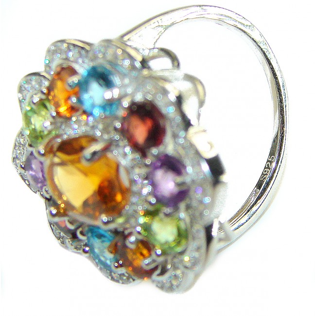 Fesivity Luxurious Natural 4.2 carat Citrine .925 Sterling Silver handcrafted ring size 7