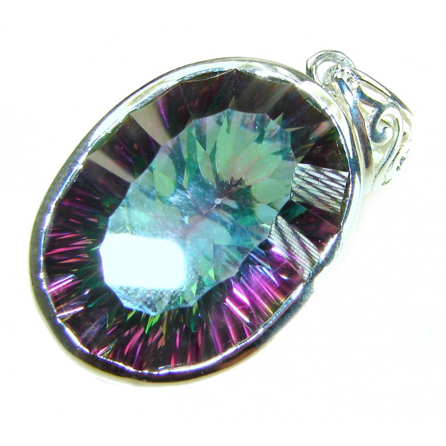 26.5 carat oval cut Mystic Topaz .925 Sterling Silver handcrafted Pendant