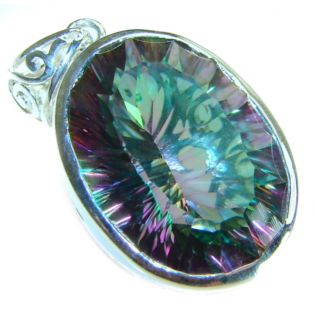 26.5 carat oval cut Mystic Topaz .925 Sterling Silver handcrafted Pendant