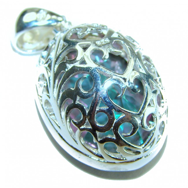 26.5 carat oval cut Mystic Topaz .925 Sterling Silver handcrafted Pendant