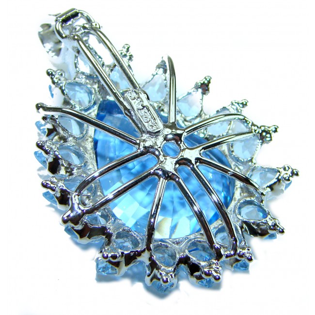 Angelic Aura 48.5 carat Swiss Blue Topaz .925 Sterling Silver handmade Statement pendant