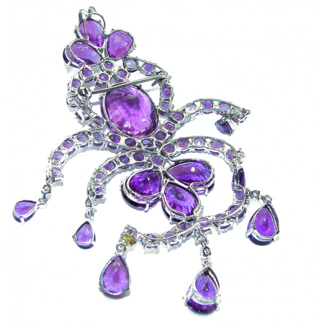 Gabriella - Vintage Design 95.5 carat Amethyst 18K Gold over .925 Sterling Silver handcrafted Pendant & Brooch