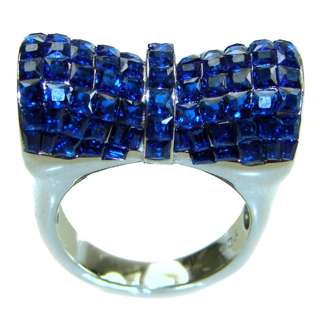 Precious Blue Bow Sapphire .925 Sterling Silver Eternity Ring size 6 3/4