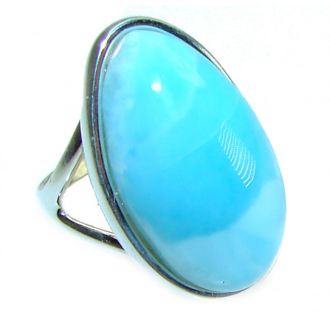 Precious Blue Larimar .925 Sterling Silver handmade ring size 7