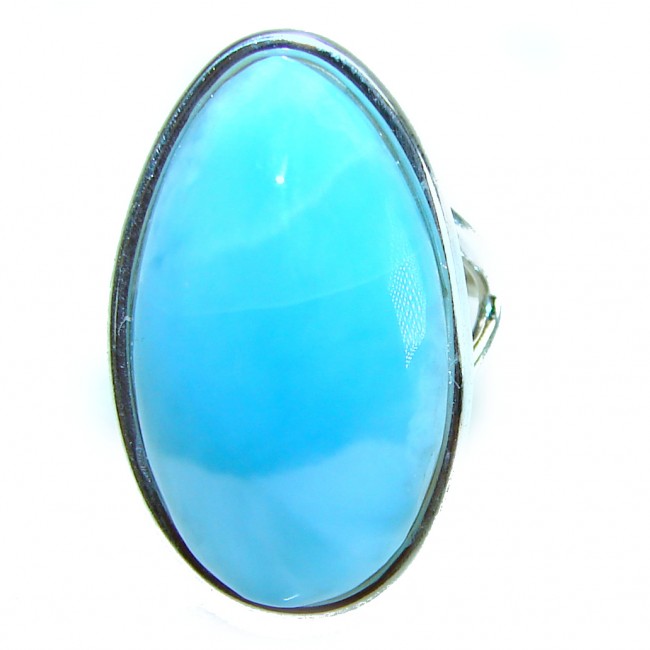 Precious Blue Larimar .925 Sterling Silver handmade ring size 7