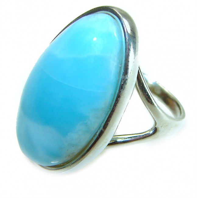 Precious Blue Larimar .925 Sterling Silver handmade ring size 7