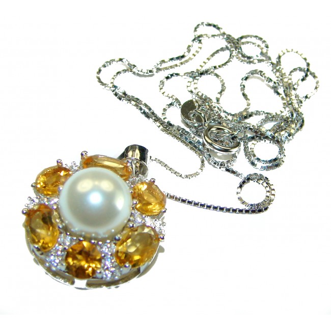 Precious Flower genuine Pearl .925 Sterling Silver handcrafted Necklace