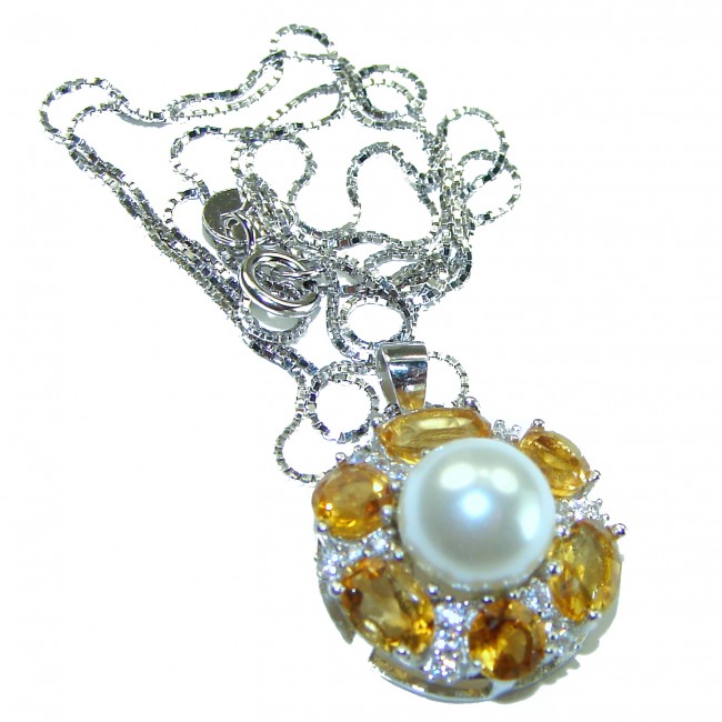 Precious Flower genuine Pearl .925 Sterling Silver handcrafted Necklace