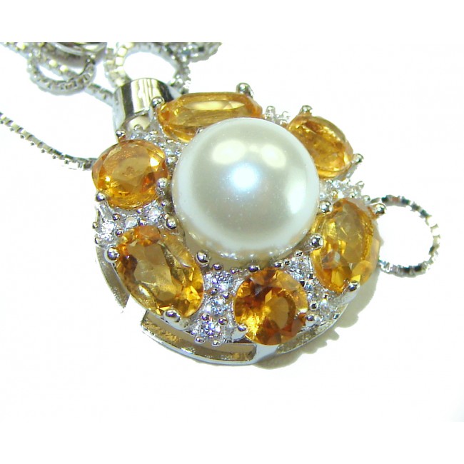 Precious Flower genuine Pearl .925 Sterling Silver handcrafted Necklace