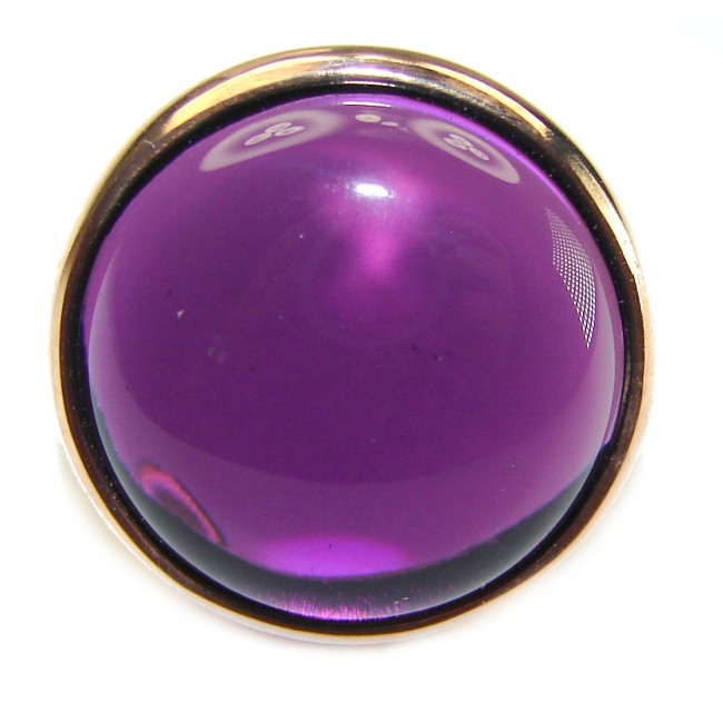 Purple Full Moon Amethyst 14K Gold over .925 Sterling Silver Handcrafted Large Ring size 7