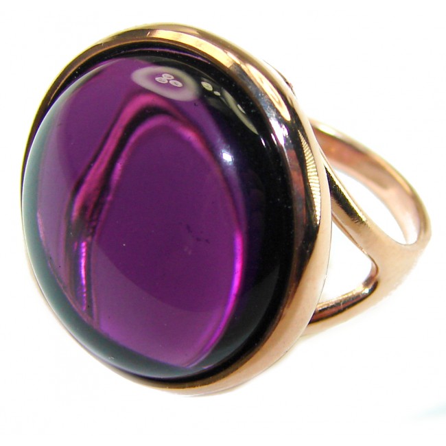 Purple Full Moon Amethyst 14K Gold over .925 Sterling Silver Handcrafted Large Ring size 7