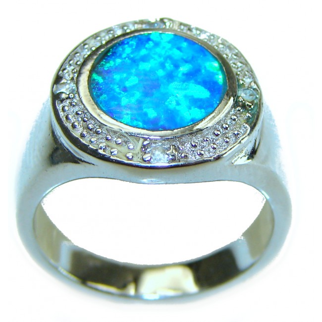 Blue Beauty incredible Doublet Opal .925 Sterling Silver handcrafted Ring size 6