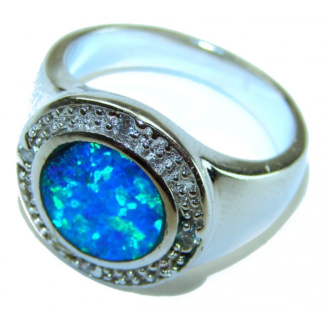 Blue Beauty incredible Doublet Opal .925 Sterling Silver handcrafted Ring size 6