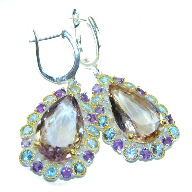 Purple Allure 25.5 carat Natural Amethyst .925 Sterling Silver handcrafted Large Statement earrings