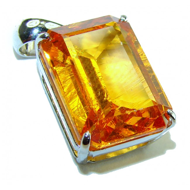 11.3 carat Lemon Quartz 14K Gold over .925 Sterling Silver handcrafted pendant