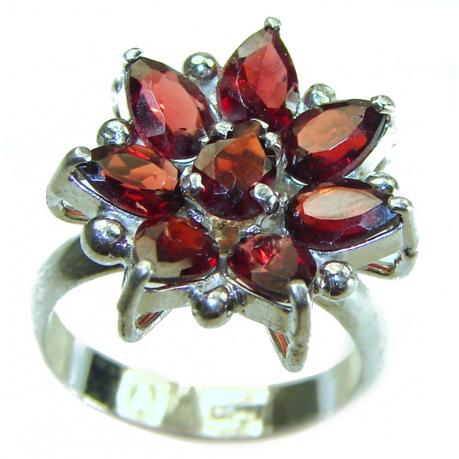 Carmen authentic 10.5 carat Garnet .925 Sterling Silver handcrafted Ring size 8 1/4