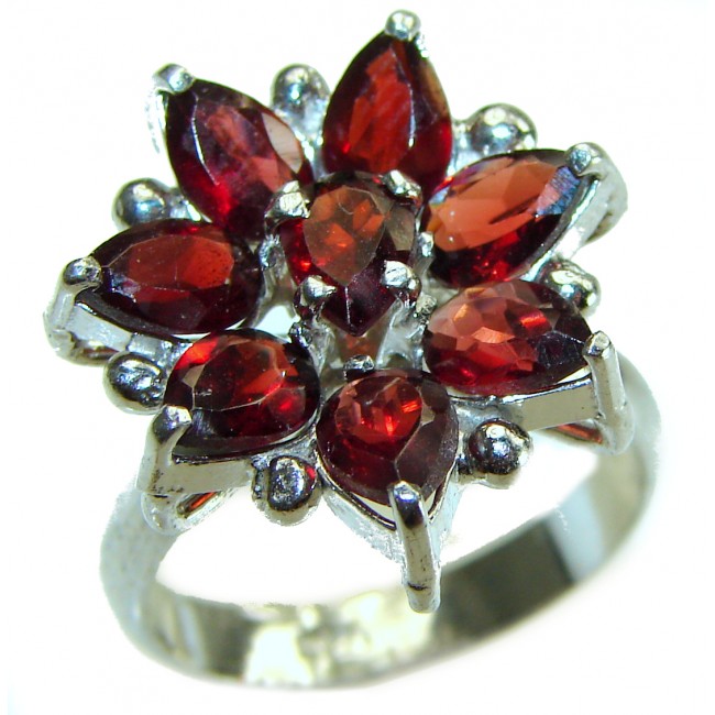 Carmen authentic 10.5 carat Garnet .925 Sterling Silver handcrafted Ring size 8 1/4