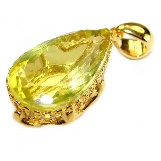 Sunlight 14.3 carat Lemon Quartz 14K Gold over .925 Sterling Silver handcrafted pendant