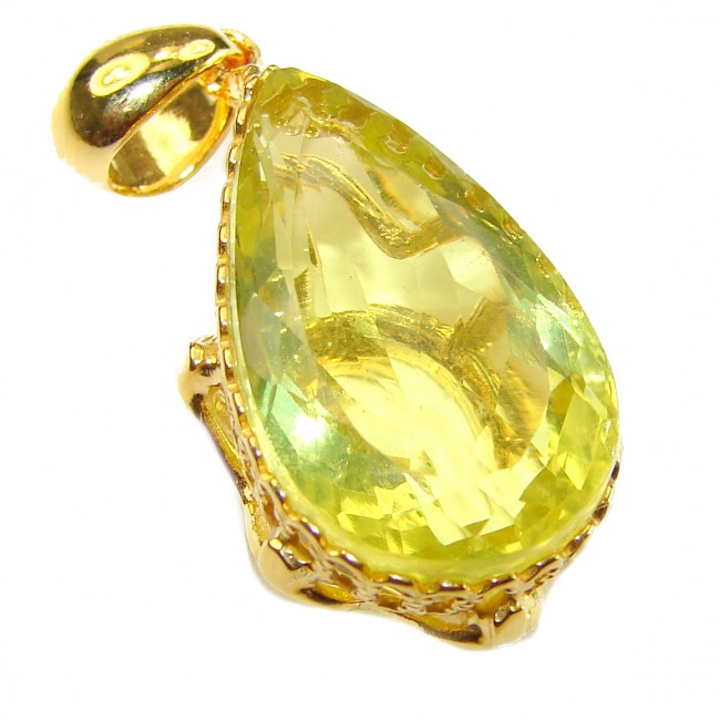 Sunlight 14.3 carat Lemon Quartz 14K Gold over .925 Sterling Silver handcrafted pendant