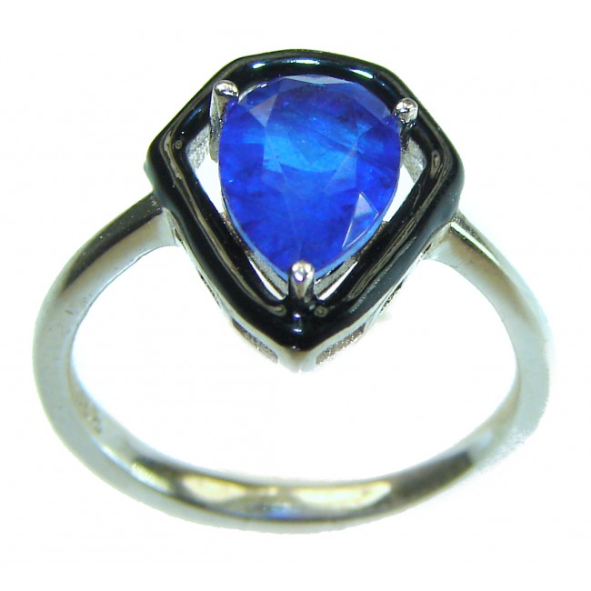 Art Decor quality unique Sapphire .925 Sterling Silver handcrafted Ring size 8