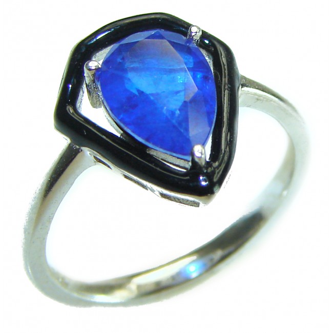 Art Decor quality unique Sapphire .925 Sterling Silver handcrafted Ring size 8