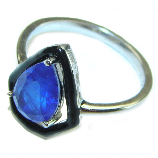 Art Decor quality unique Sapphire .925 Sterling Silver handcrafted Ring size 8