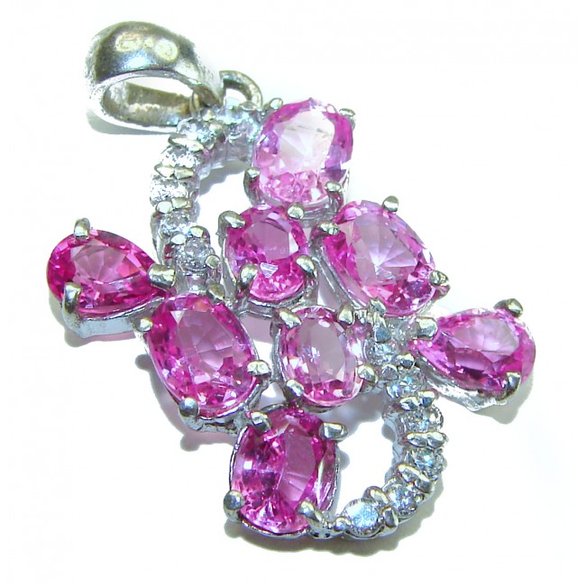 Pink Melody Oval cut 10.4 carat Pink Sapphire .925 Sterling Silver handcrafted pendant